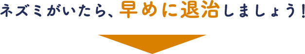 ネズミがいたら、早めに退治しましょう。